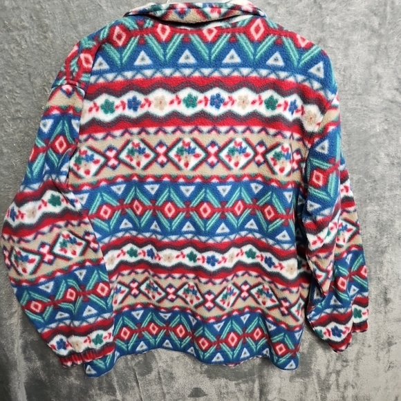 Vtg Women's  Alfred Dunner Lg Zip Fleece Cardigan Multi-Color Pockets - Picture 2 of 10